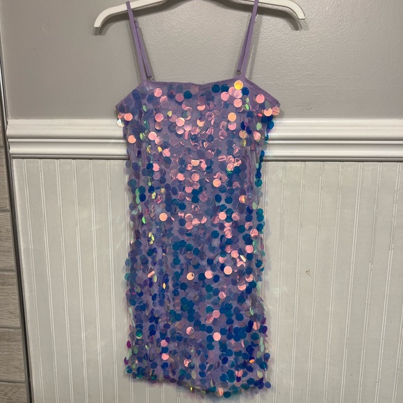 Pink Lily Rock on Purple Large Sequin Dress - Picture 2 of 6